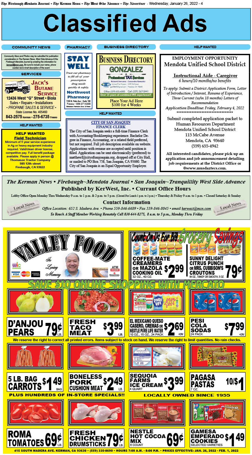 kerman news firebaugh mendota journal san joaquin tranquillity west side advance