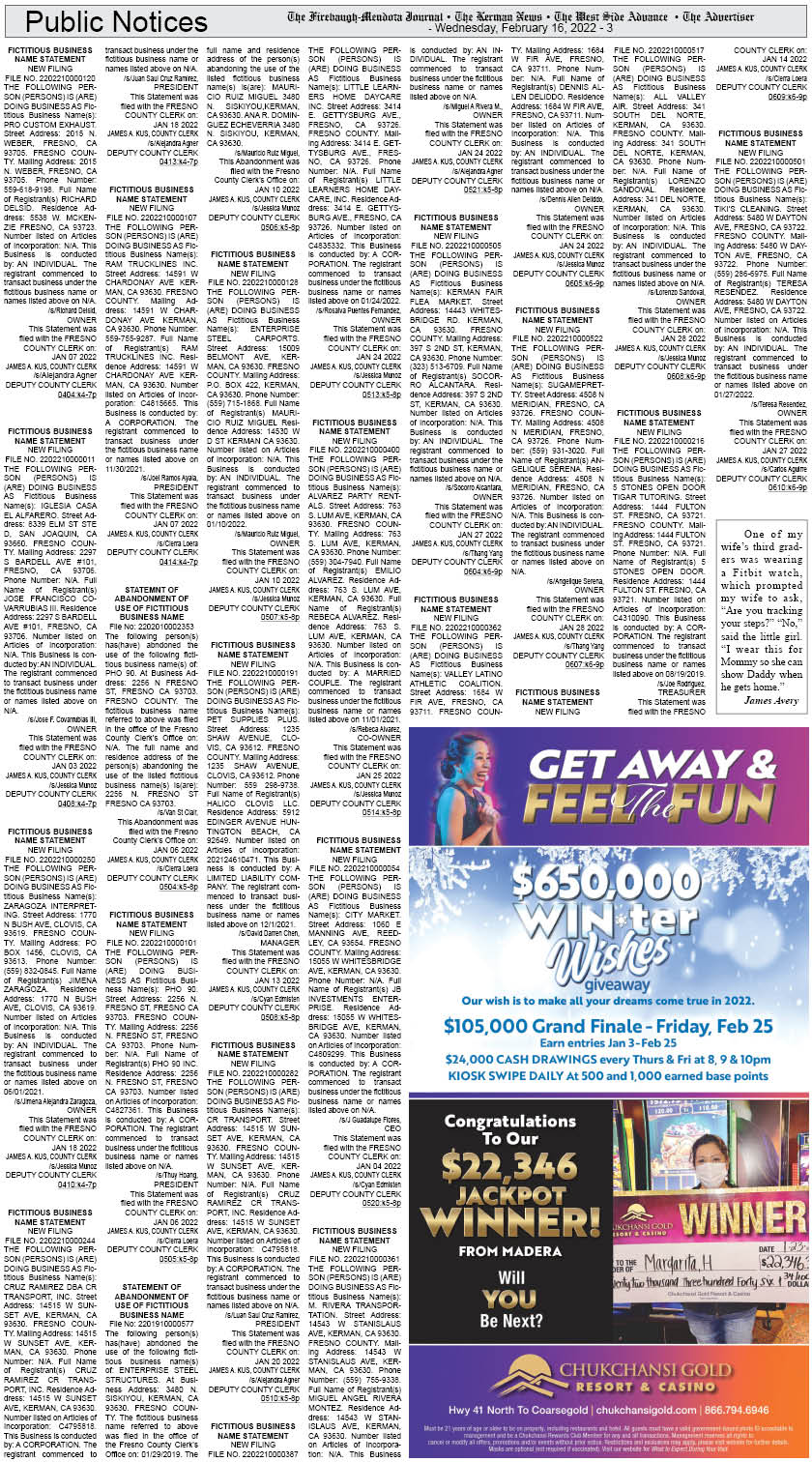 kerman news firebaugh mendota journal san joaquin tranquillity west side advance